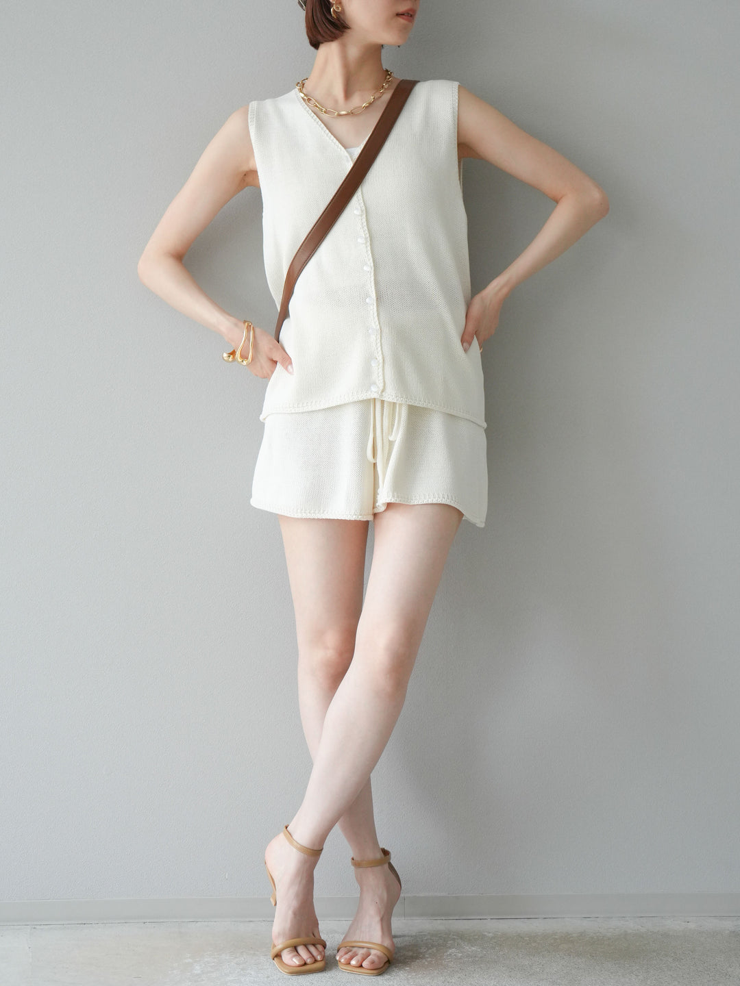 [SET]ニットベスト＆ショートパンツSET UP(2set)