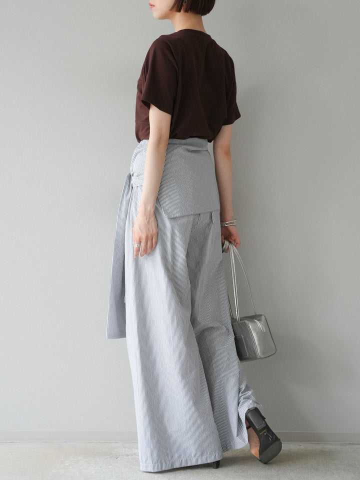 【預購】條紋休閒褲帶皮帶/黑條紋