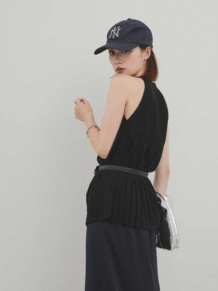 [予約]プリーツニットキャミソール/ブラック