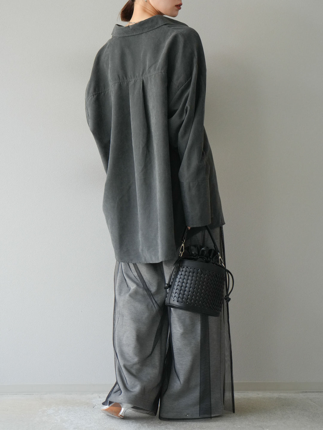 [予約]チュールワイドパンツ/ブラック