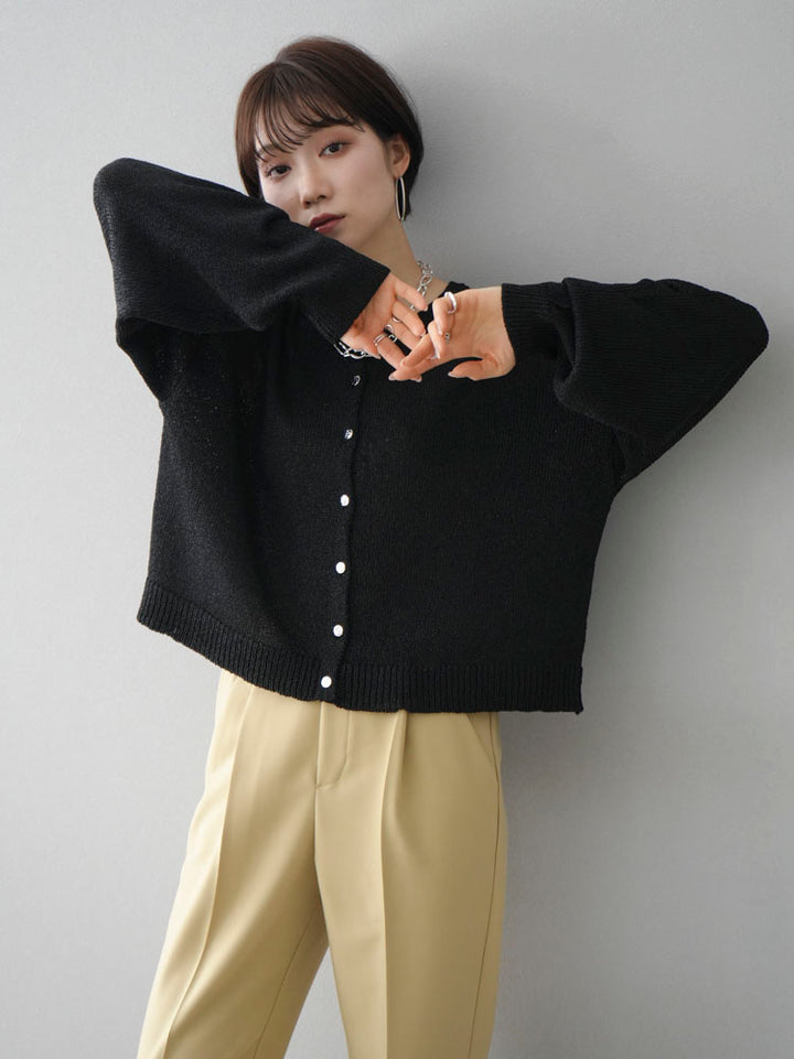 [Pre-order] Metal button glitter knit cardigan/black