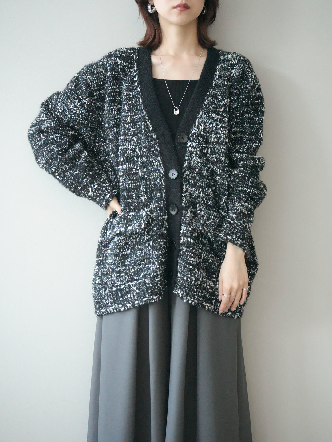 [SET]モールネップニットカーディガン+選べるアクセセット(2set)