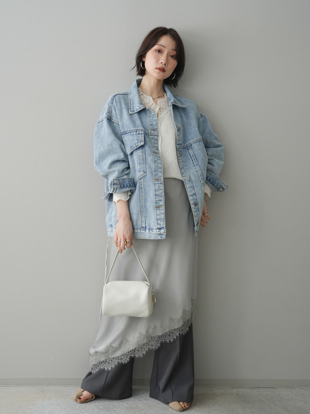 [予約]センターシームフレアパンツ/gray