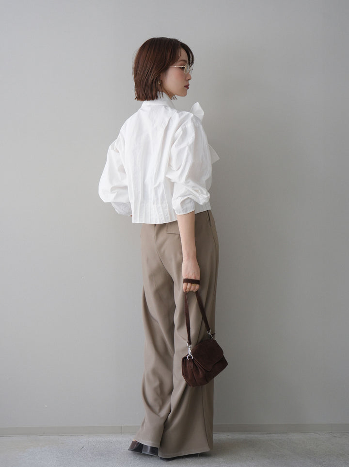 [予約]ベルト付キーホルダーモチーフワイドパンツ/mocha