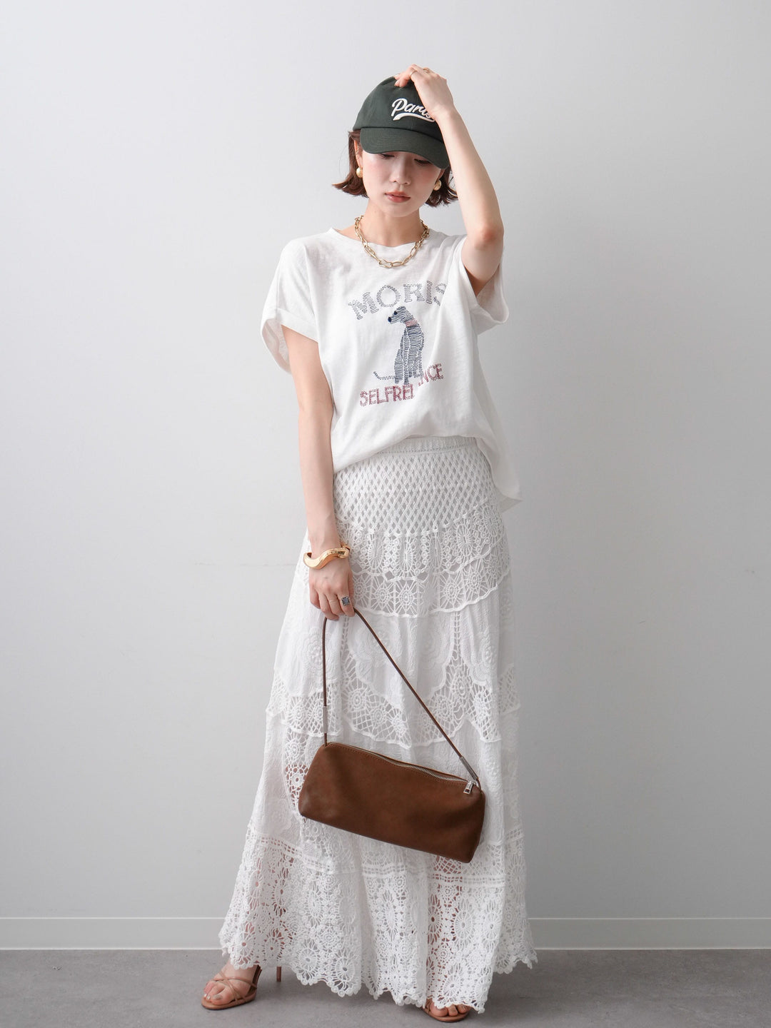 [SET]ドッグエンブロイダリーTEE+クロシェマキシスカート(2set)