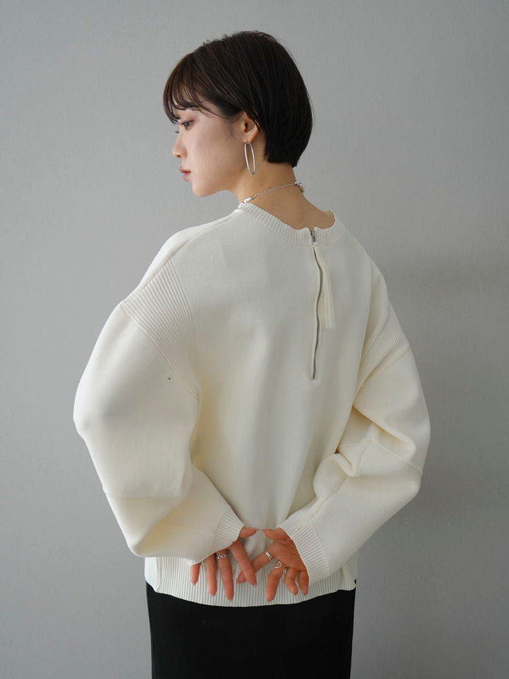 [Pre-order] Back zip Milan rib knit pullover/off