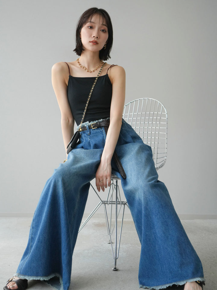 【預購】雙色吊帶罩杯背心/黑色