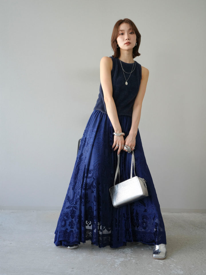 [予約]シャギーニットタンクトップ/ネイビー