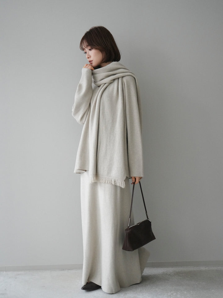 [SET]ストール付キーネックニットSET UP