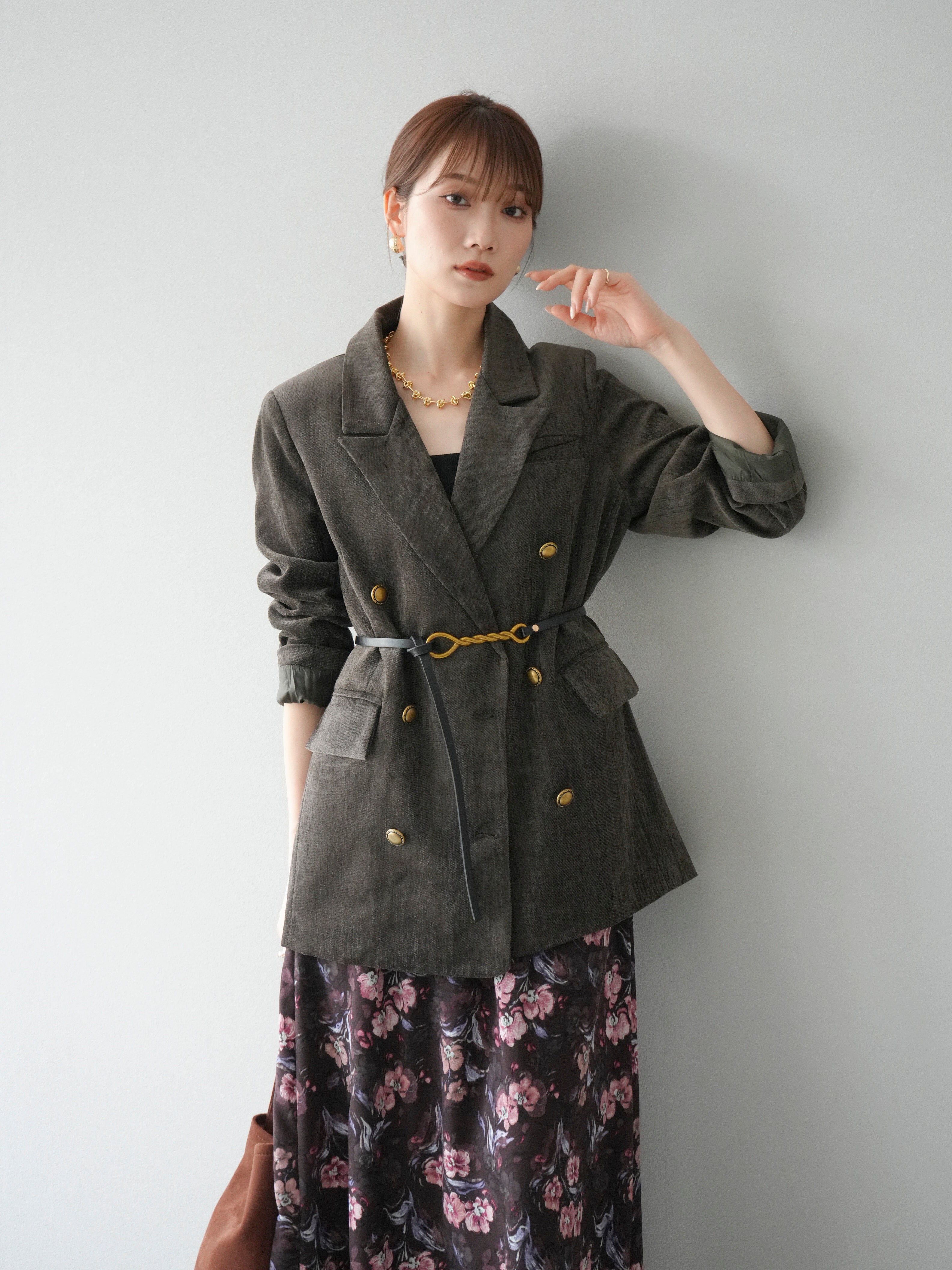 予約]ベロアダブルジャケット/ブラウン – Lumier