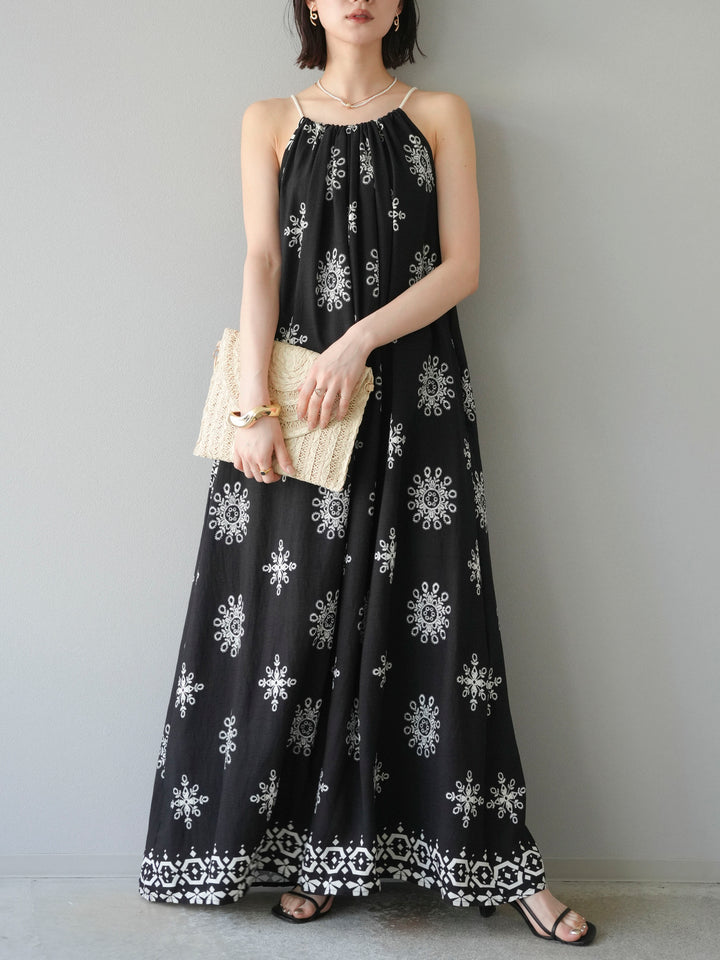 【預購】民族風吊帶洋裝/黑色