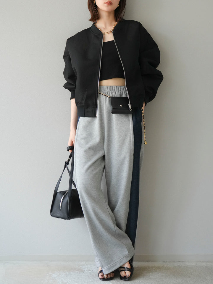 [予約]デニム切替2WAYデザインスウェットパンツ/グレー