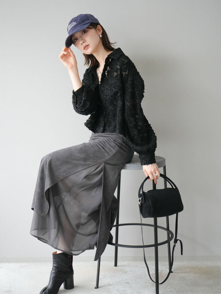 [予約]ジャガードショートシャツ/ブラック