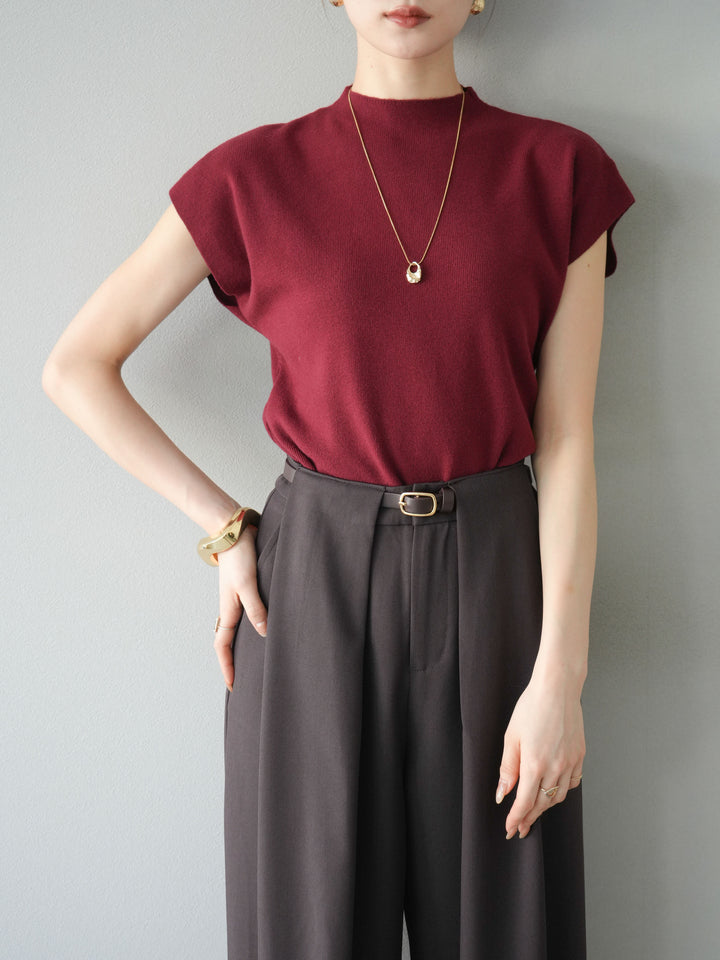 [予約]プチネックフレンチニットトップス/レッド