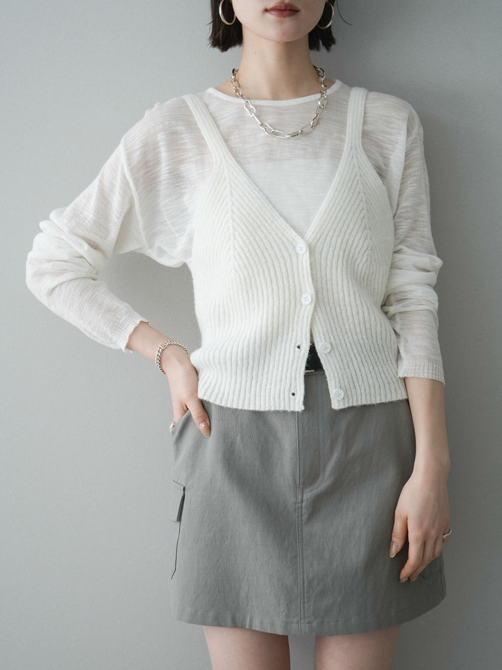 [予約]ビスチェアンサンブルシアーニット/white