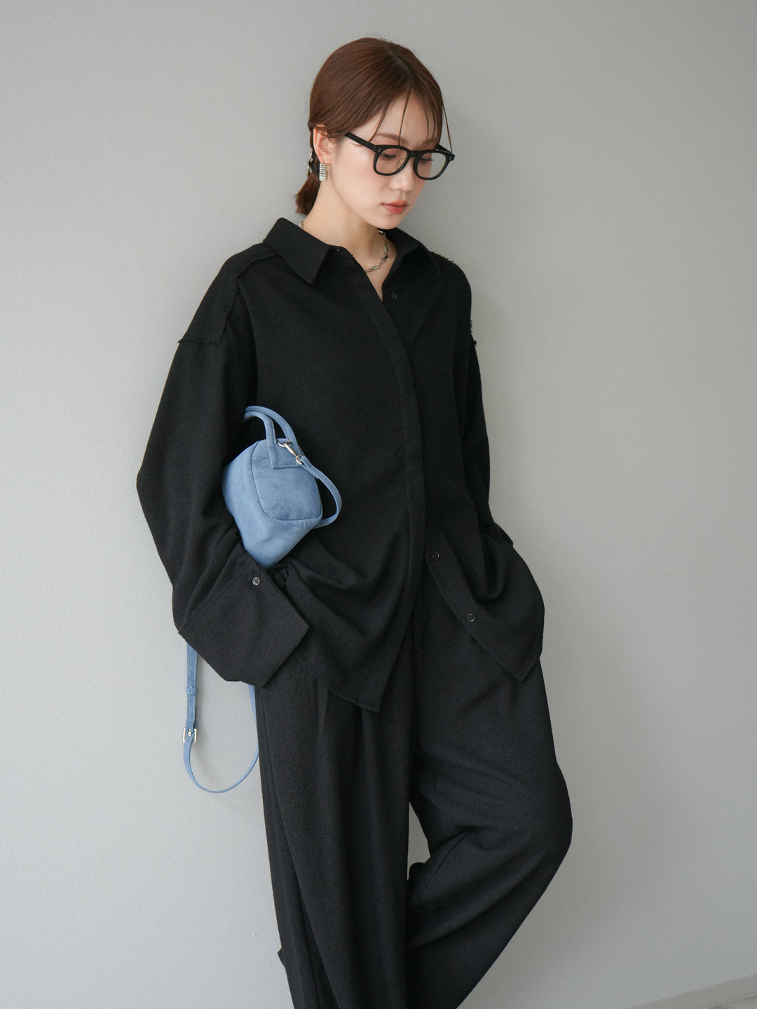 [予約]ネップオーバーシャツ/ブラック