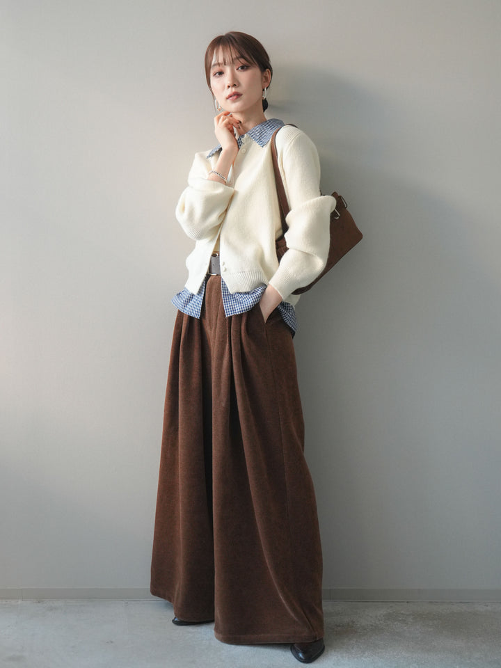 [予約]ベルトデザインループコールテンワイドパンツ(ベルト付き)/camel