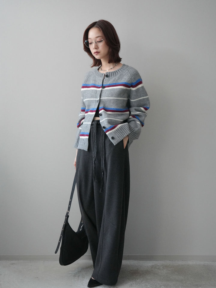 [予約]ベルト付裏起毛センターシームカーブパンツ/charcoal