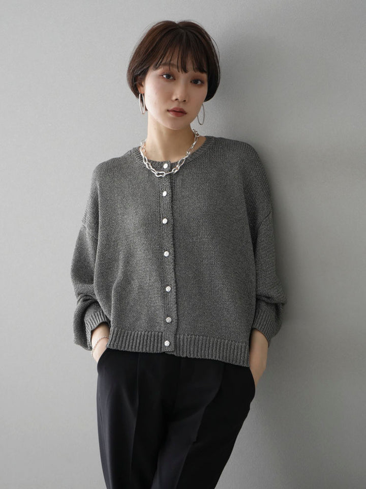 [Pre-order] Metal button glitter knit cardigan/charcoal