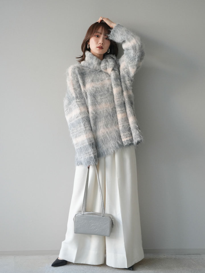 [予約]ウールタッチベルト付ワイドパンツ/offwhite