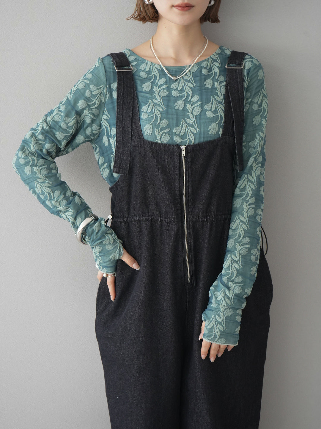 【預購】雙層紗布提花上衣/綠