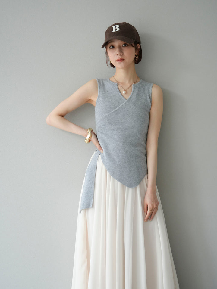 【預購】Cache-Coeur 無袖針織上衣/灰色