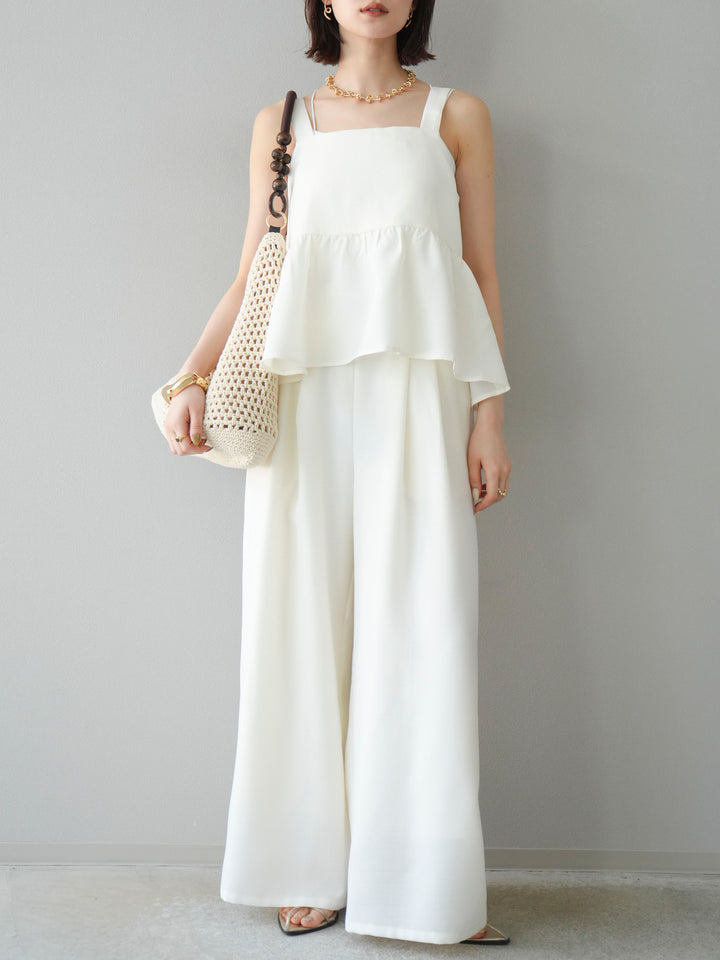 [SET]リネンライクビスチェ+リネンライクイージーワイドパンツ(2set)