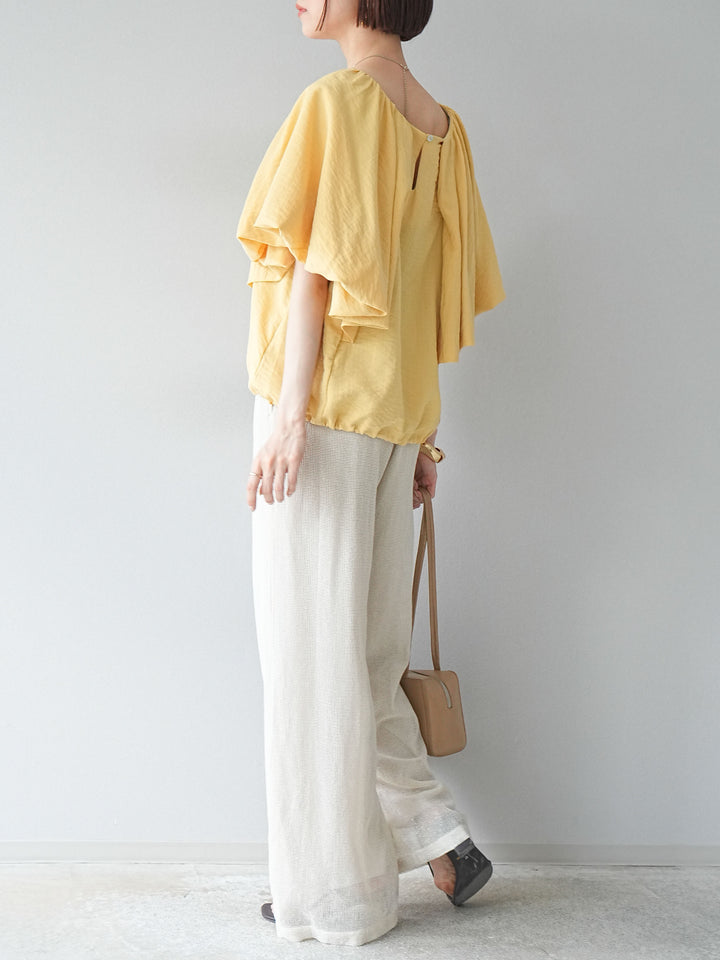 [預購] 棉質金銀絲網眼休閒褲/象牙白