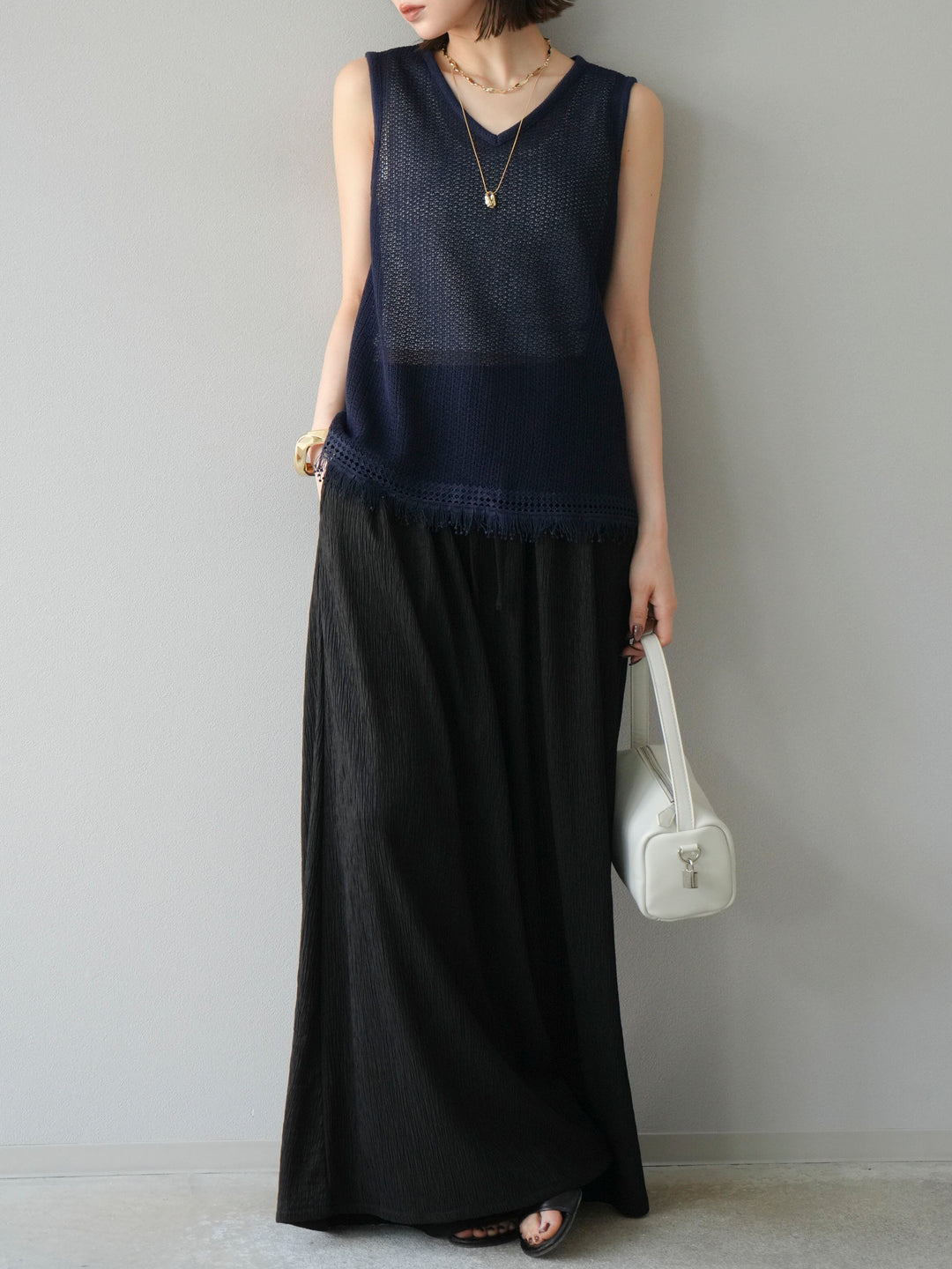 [SET] 柳條寬鬆褲 + 柳條寬鬆褲 (2set)