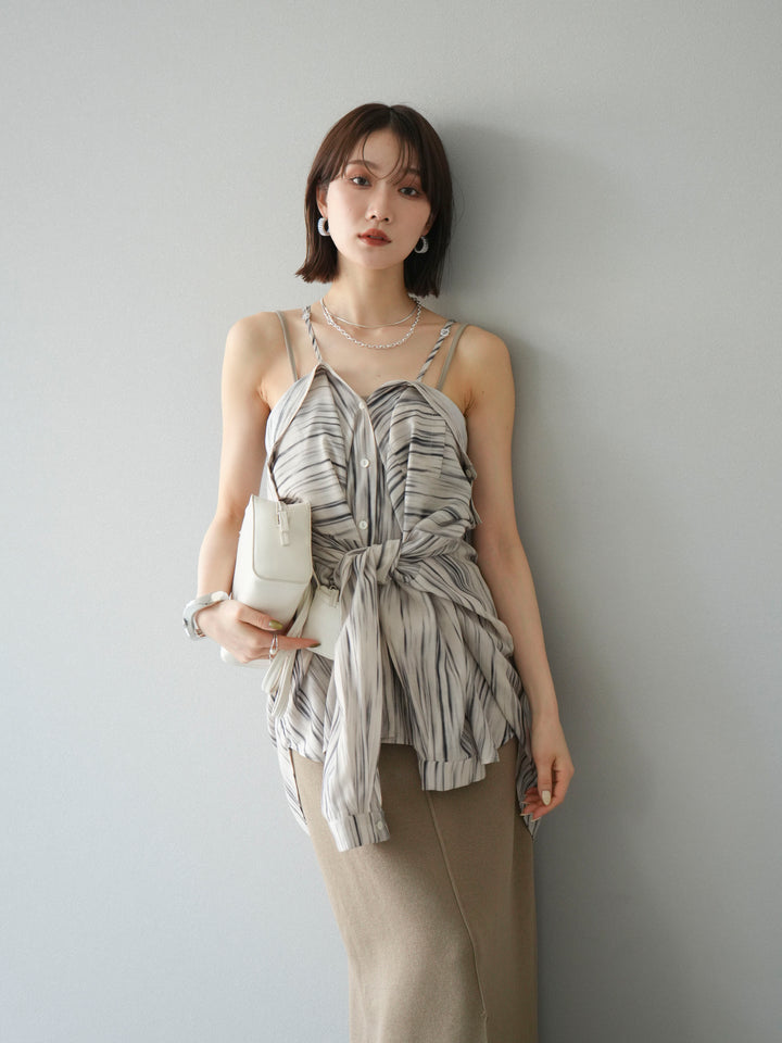 [予約]マルチWAYニュアンス柄オーバーシャツ/ベージュ