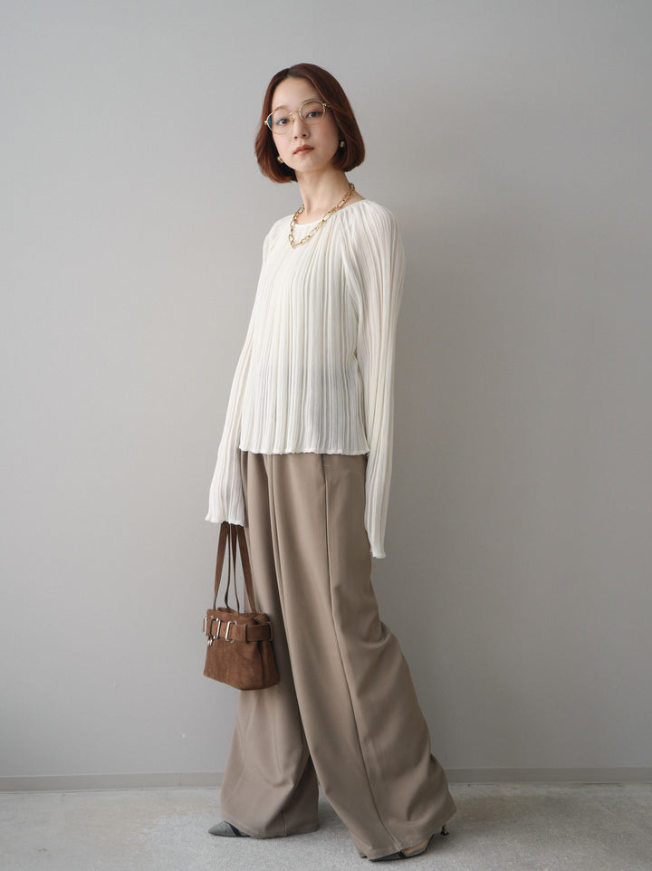 [予約]ベルト付キーホルダーモチーフワイドパンツ/mocha