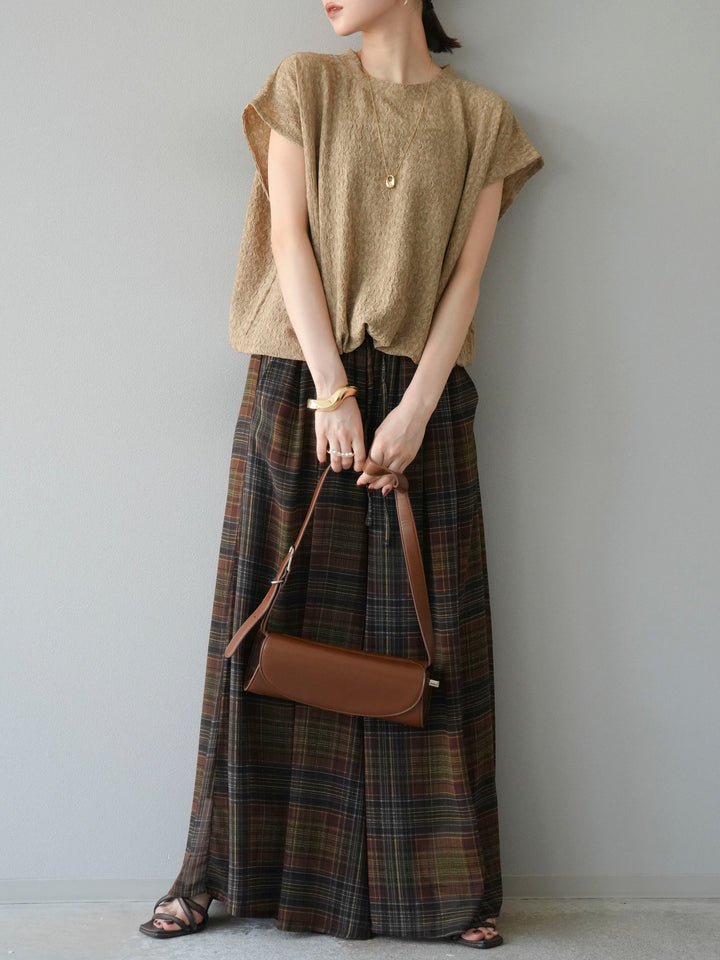 【預購】抽繩提花套頭衫/米色