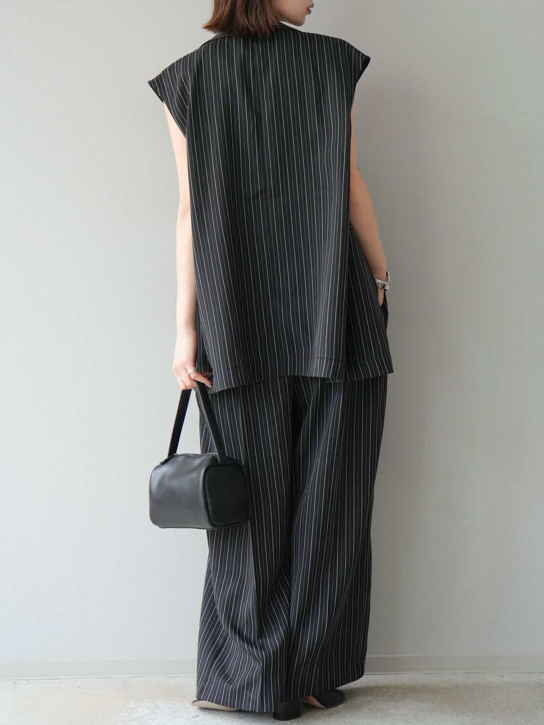 【着回しセット】[SET]ヘリンボーンストライプジレ+シアー切替ベロアトップス+ヘリンボーンストライプサロペット(3set)