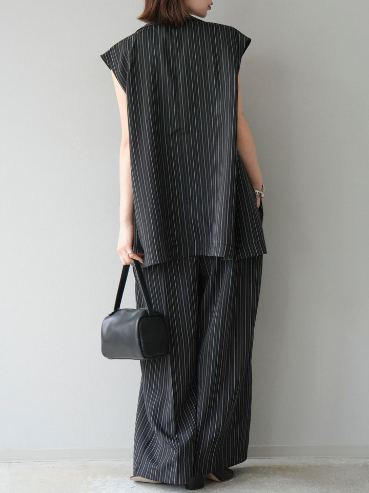 【着回しセット】[SET]ヘリンボーンストライプジレ+シアー切替ベロアトップス+ヘリンボーンストライプサロペット(3set)