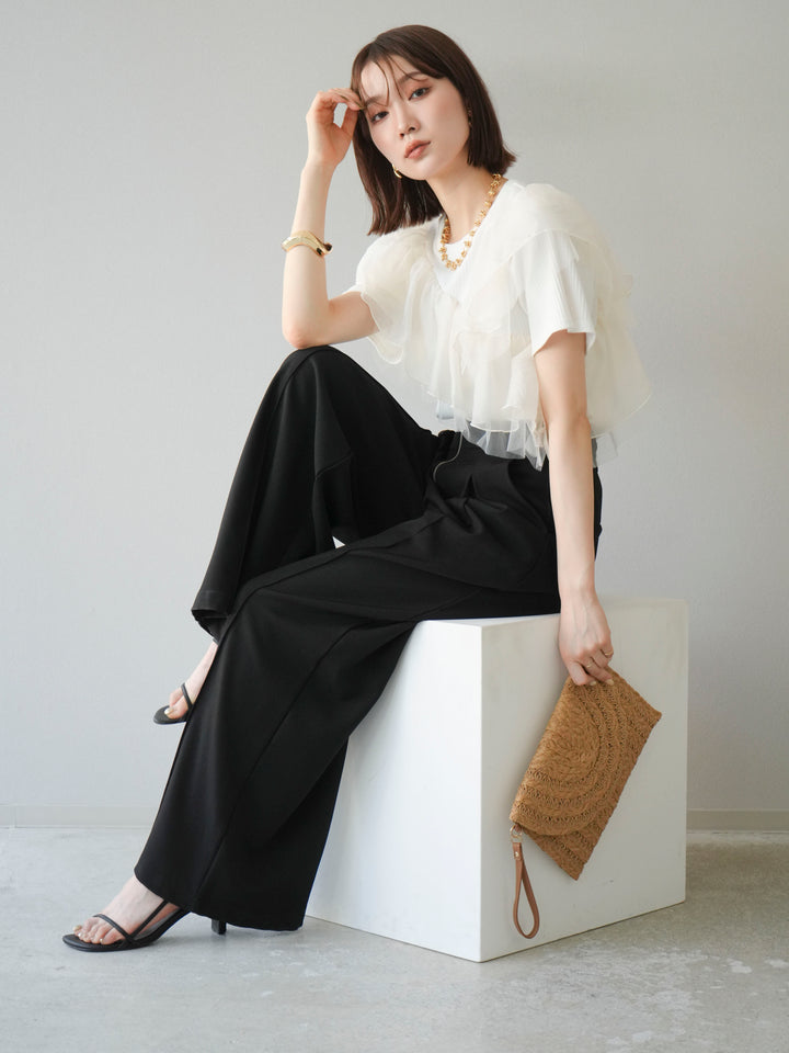 [予約]アシメフリルドッキングカットソー/オフホワイト