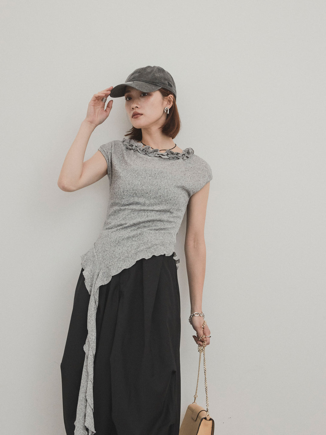 [SET]ラッフルシアーニットタンクトップ+ラッフルシアーニットタンクトップ(2set)