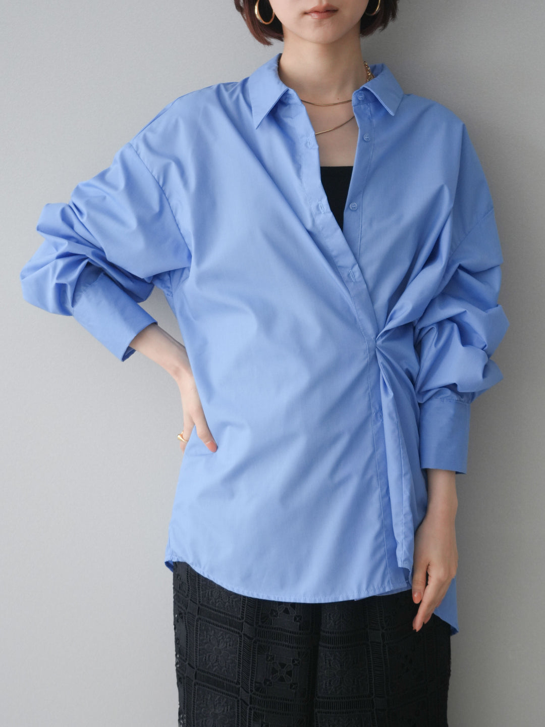 [予約]2wayベージックルーズシャツ/blue