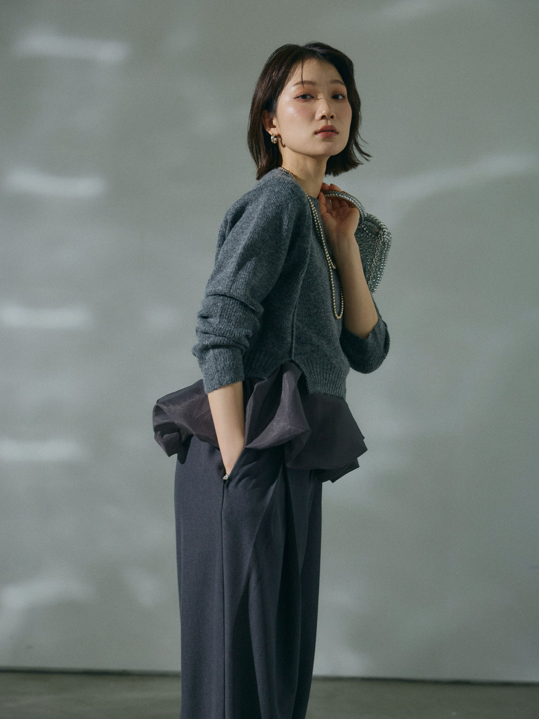 【Allure】[SET]オーガンジーバルーンキャミアンサンブルニット+オーガンジーバルーンキャミアンサンブルニット(2set)