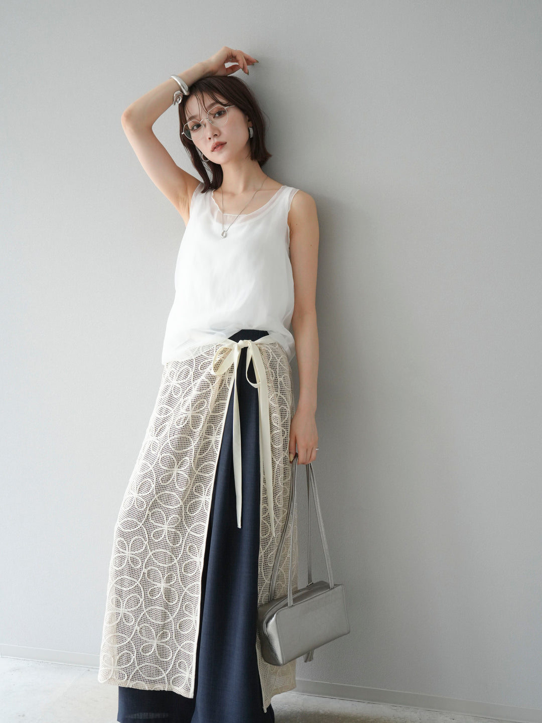 [予約]オーガンジーレイヤードタンクトップ/ホワイト