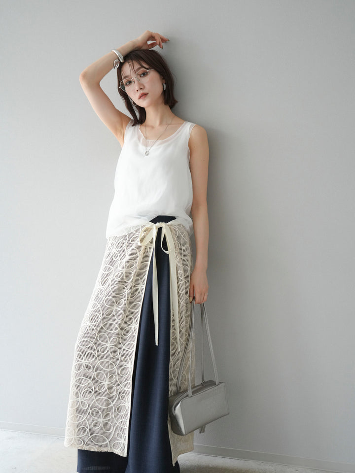 [予約]オーガンジーレイヤードタンクトップ/ホワイト