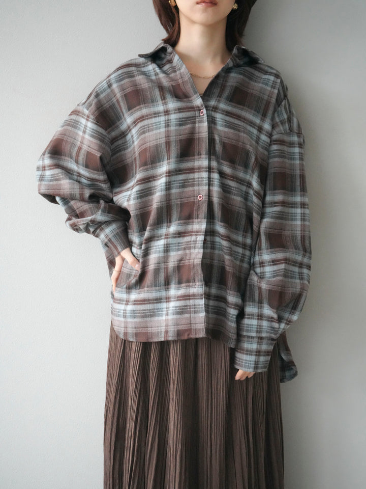 [予約]マルチウェイチェックシャツ/brownblue