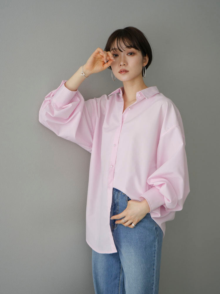 [Pre-order] Pearl button volume sleeve shirt/pink