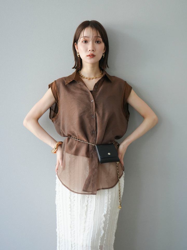 [SET] 硬紗層疊透視襯衫 + 硬紗層疊透視襯衫 (2set)