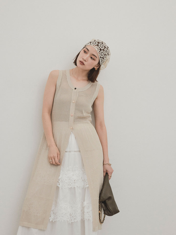 [套裝] 什錦紐扣針織長背心 + 什錦紐扣針織長背心 (2套)