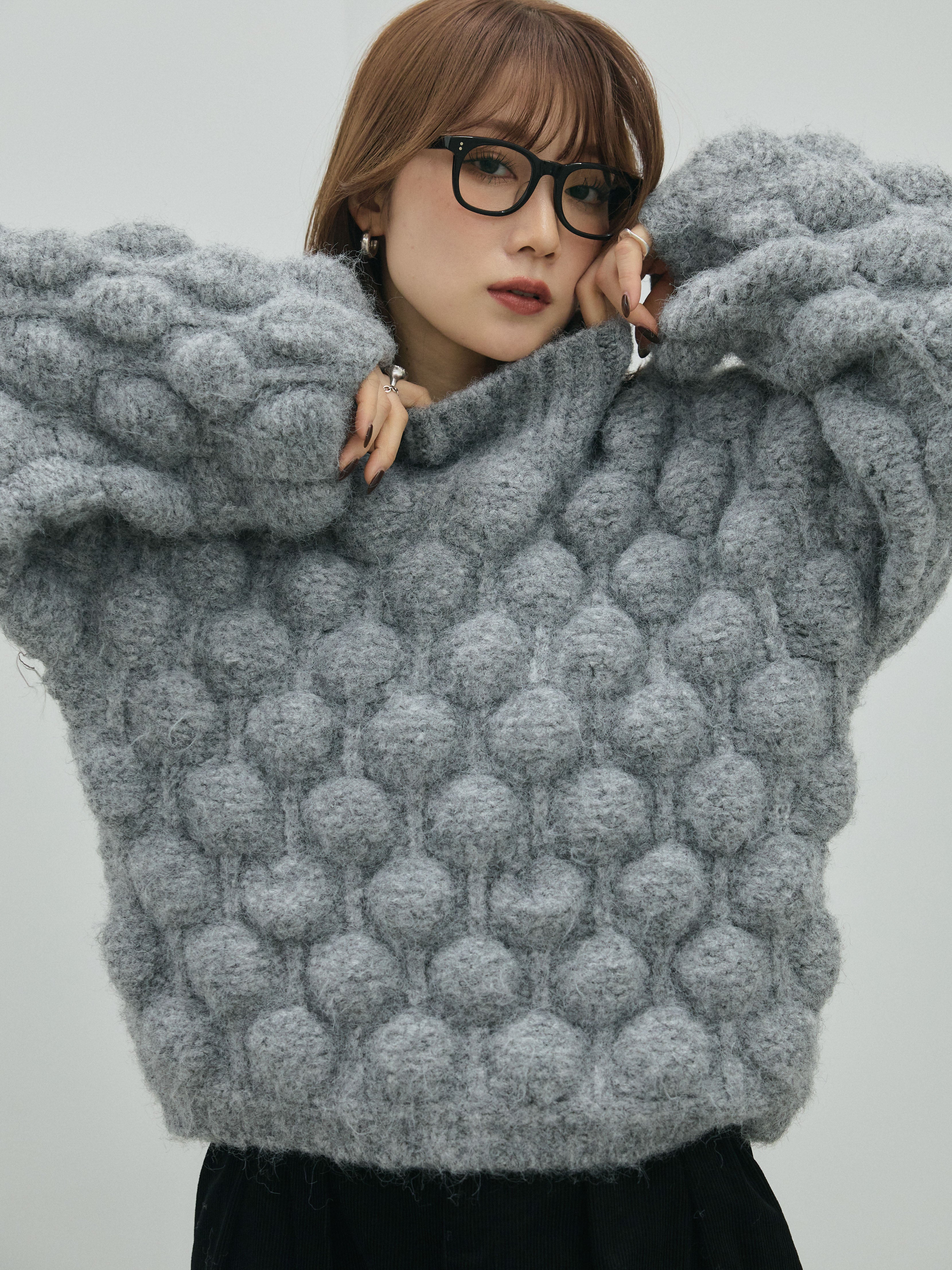 Allure】[SET]ポップコーンハイネックニットプルオーバー+ポップコーン