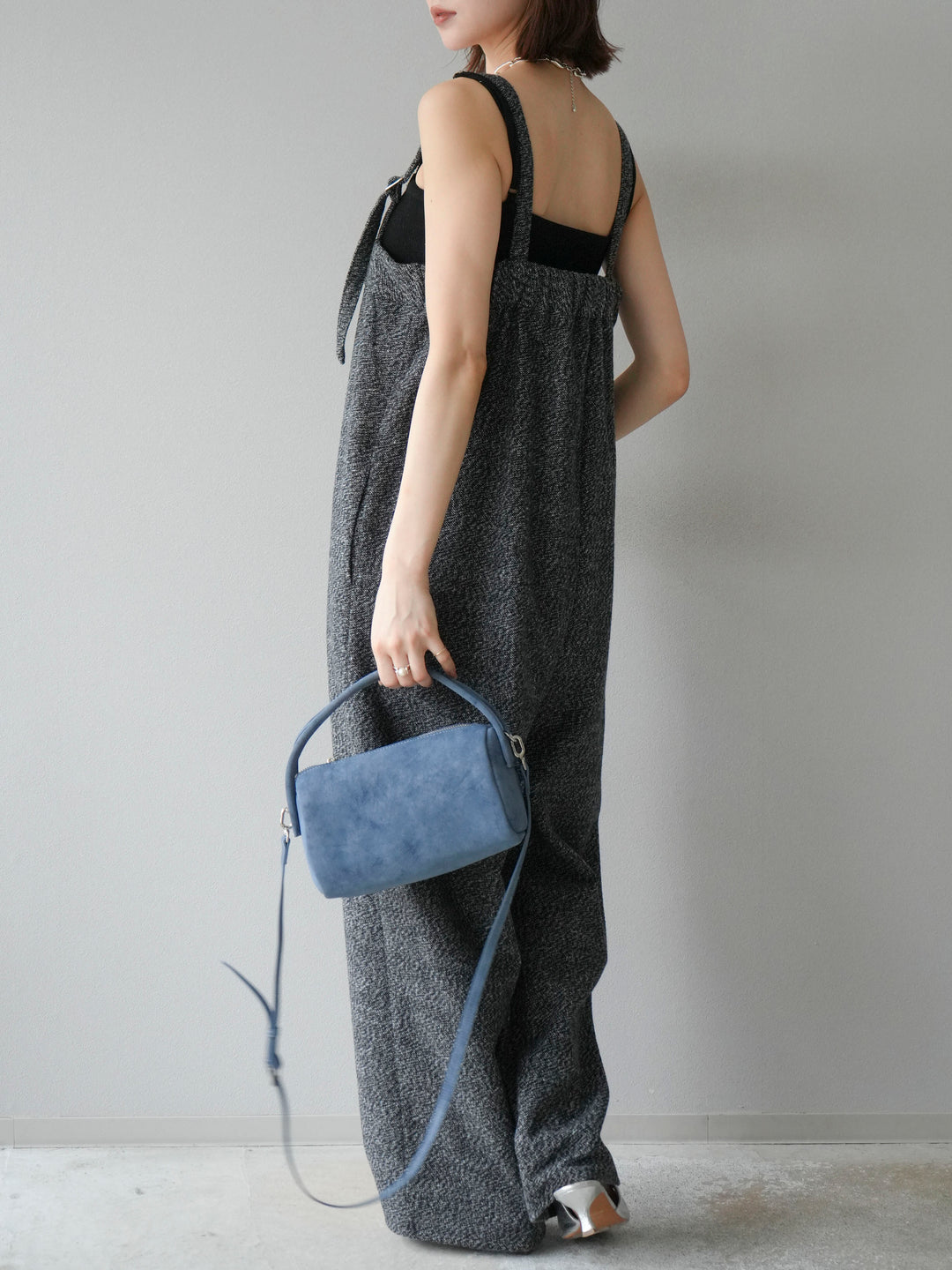 [予約]ツイードベアサロペット/ブラック