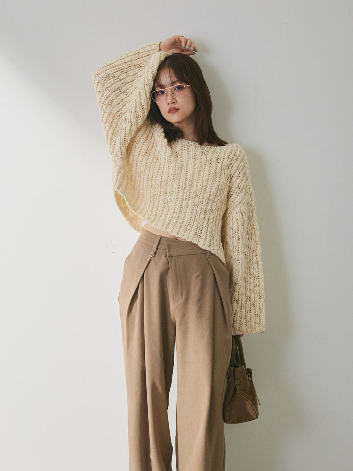 【Allure】[SET]クロップドチャンキースラブニットプルオーバー+クロップドチャンキースラブニットプルオーバー(2set)