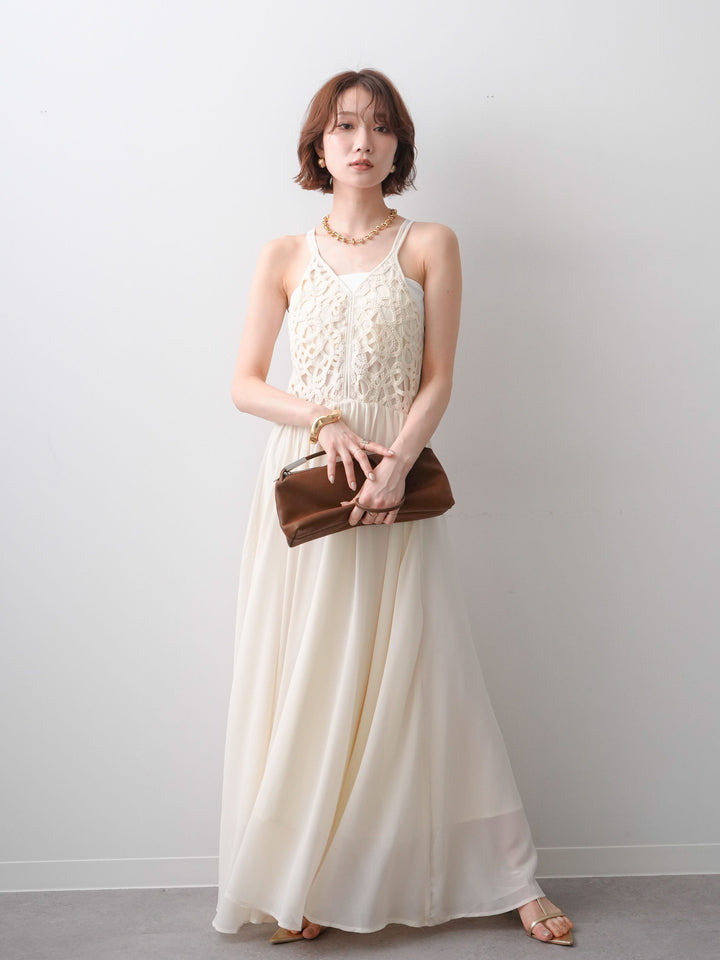 [SET]クロシェシフォンキャミワンピース+選べるアクセセット(2set)