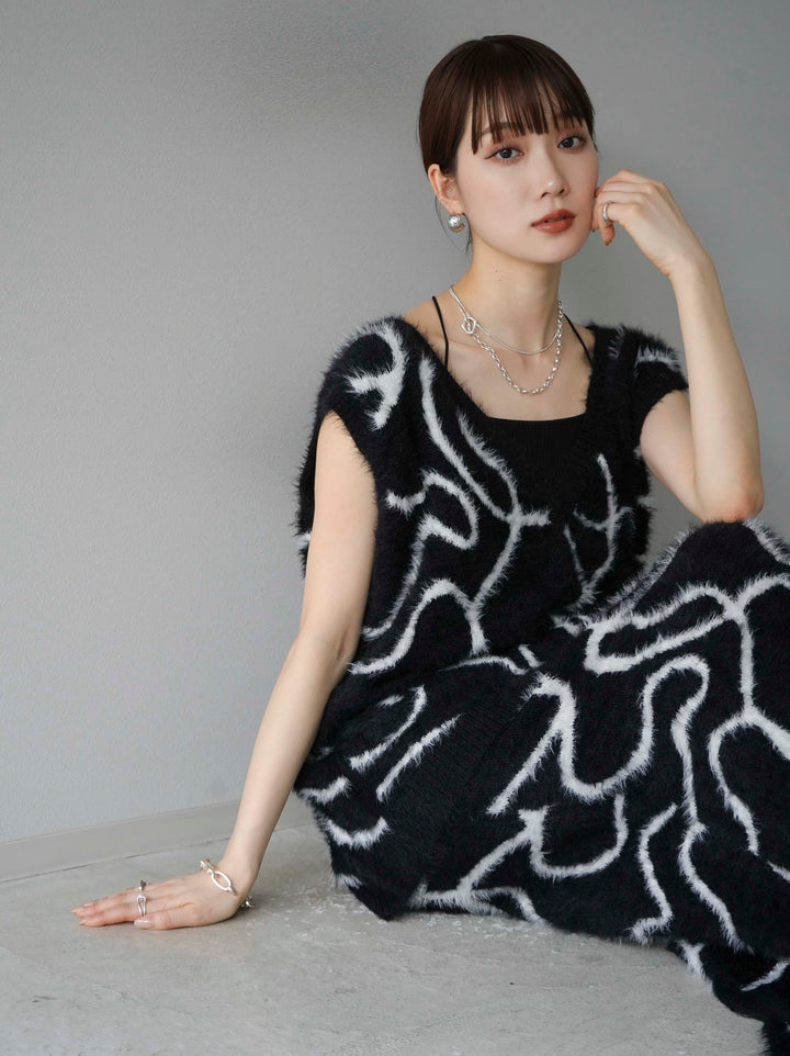 [SET]ラインシャギーニットベスト+選べるアクセセット(2set)