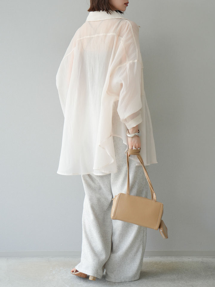 [予約]ミックスツイードタックパンツ/アイボリー